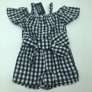 French Toast Girl Romper 3T Gingham Shorts Blue